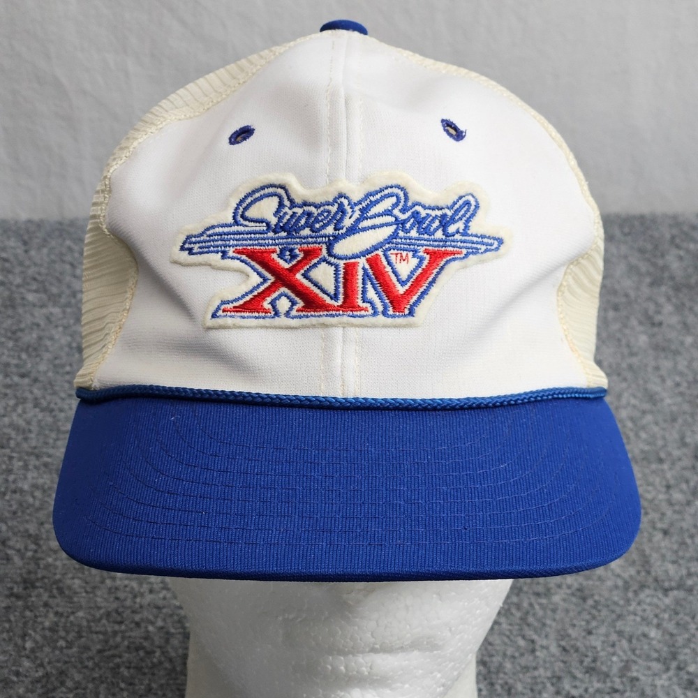 Vintage NFL Sports Specialties Hat Super Bowl XIV L White Blue 80s Steelers Cap